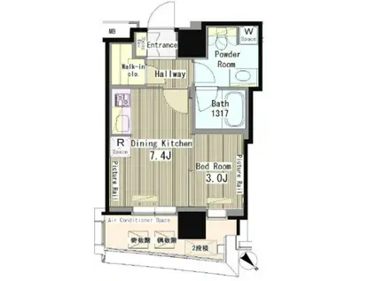 マイタワーレジデンス(1DK/13階)の間取り写真