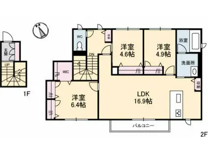 カーサ ルピナス(3LDK/1階)の間取り写真