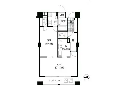 ガーネットコート四谷(1LDK/10階)の間取り写真
