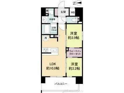 ソルレヴェンテ新梅田(2LDK/15階)の間取り写真
