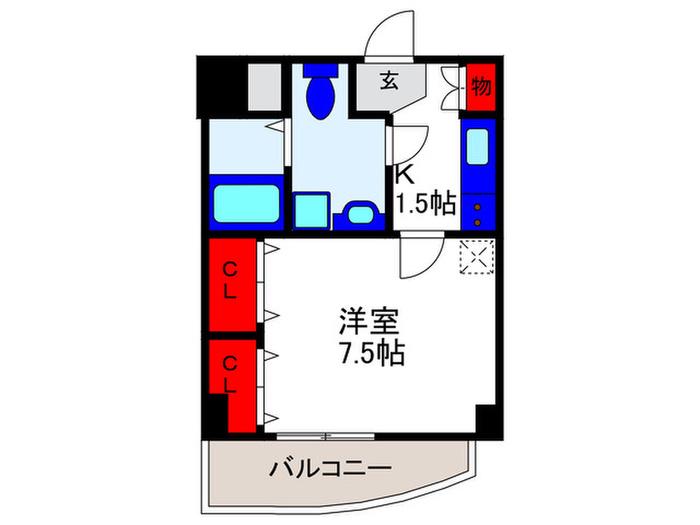 シャインビュー豊中(1K/8階)の間取り写真