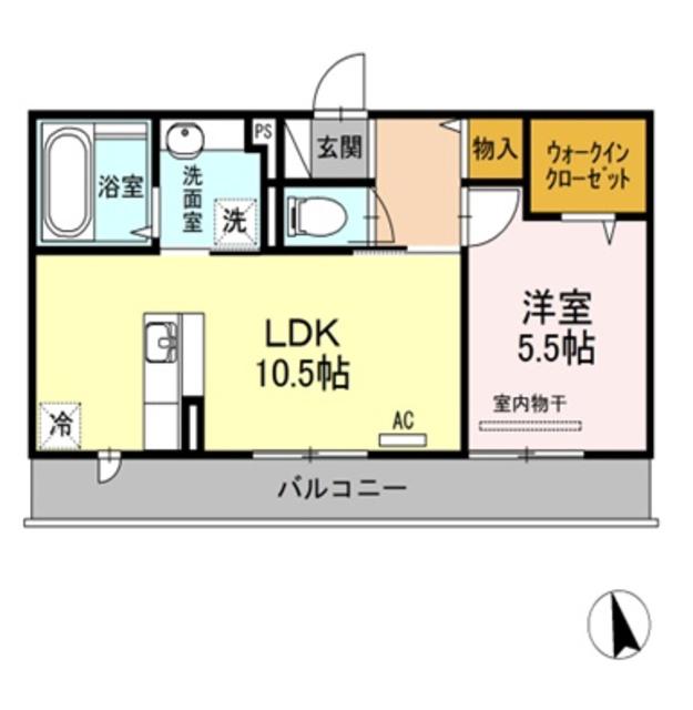 ベイ ブランシェ C棟(1LDK/2階)の間取り写真