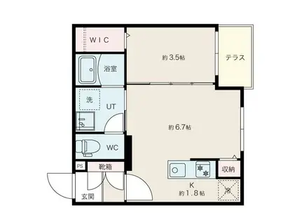 アルファスクエア平岸イースト(1LDK/1階)の間取り写真