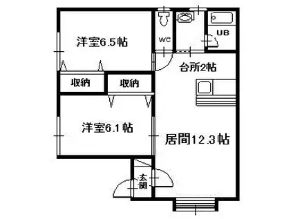 アルトV(2LDK/2階)の間取り写真