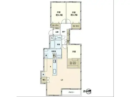 エメラルドグリーンヒルズ1(3LDK/4階)の間取り写真