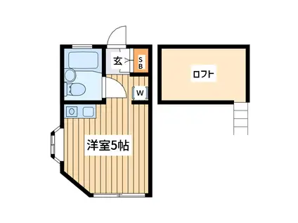 ビーンズ国立(ワンルーム/1階)の間取り写真