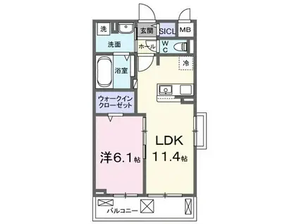 フルール近江(1LDK/2階)の間取り写真