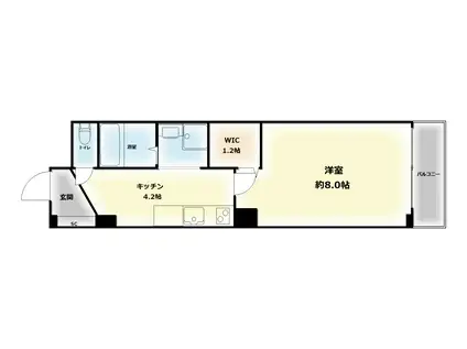 昭和町エクセルハイツ(1K/4階)の間取り写真