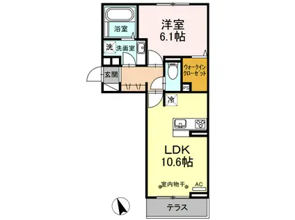 エターナル武田(1LDK/1階)の間取り写真