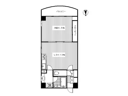 マヌアール中目黒(1LDK/5階)の間取り写真