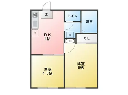 エステート山手(2DK/1階)の間取り写真