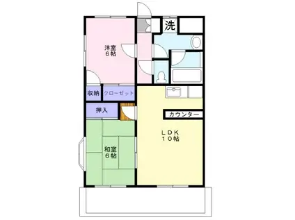 エスパスハマノ(2LDK/5階)の間取り写真