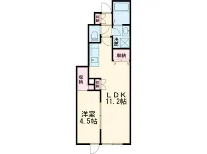 シャインS栄田(1LDK/1階)の間取り写真