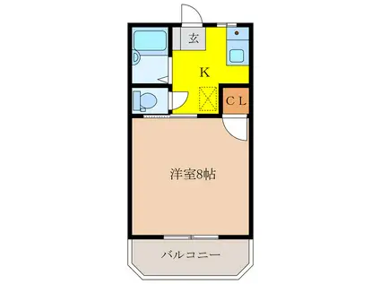 プレミールハイツ(1K/2階)の間取り写真