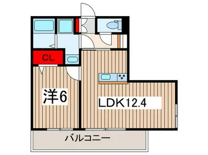 ノーブルヴィラ西大宮(1LDK/2階)の間取り写真