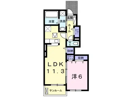 サンリットハウスAB(1LDK/1階)の間取り写真
