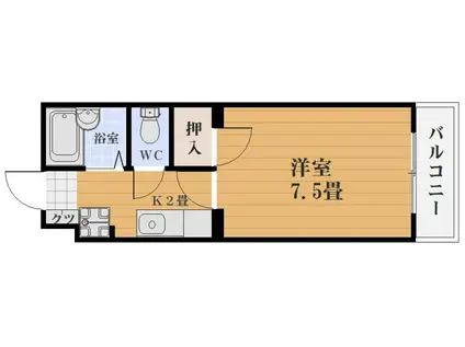 ヴァンテージ騎射場(1K/5階)の間取り写真