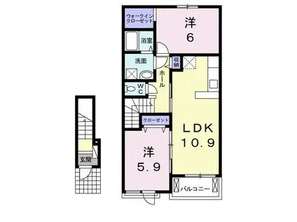 セレーノII(2LDK/2階)の間取り写真