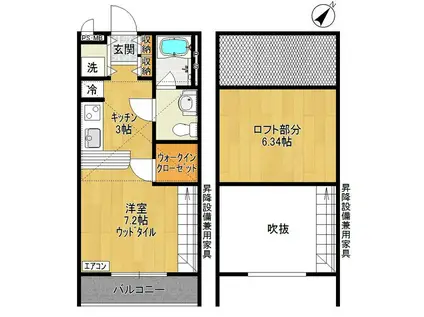 サンヴィアーレU(1K/1階)の間取り写真