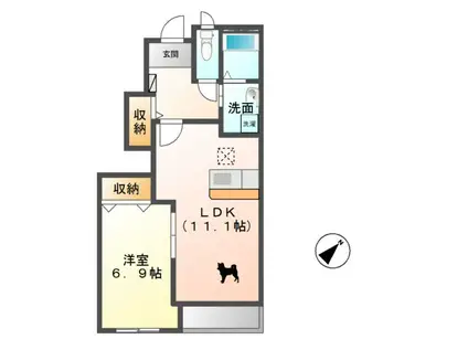 プランドールA(1LDK/1階)の間取り写真