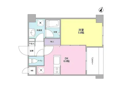 カーサ・アカマ(1DK/5階)の間取り写真