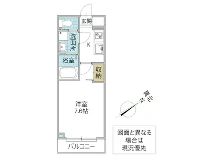 フィネストリーノ水戸南町(1K/1階)の間取り写真