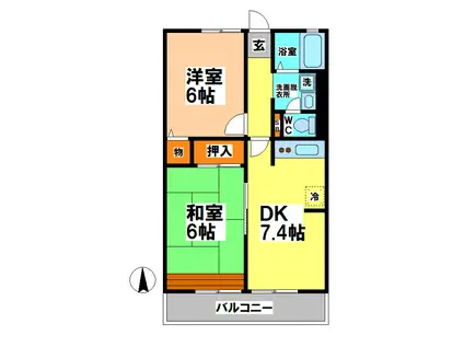 シティハイム八千代A(2DK/1階)の間取り写真