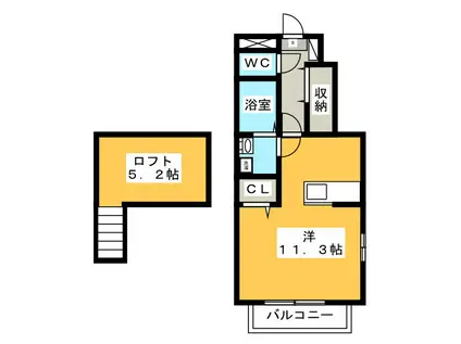 セレンディピティー(ワンルーム/1階)の間取り写真