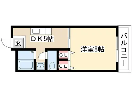 エクセル瑞雲(1DK/2階)の間取り写真