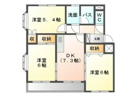 テラローザ(3DK/2階)の間取り写真