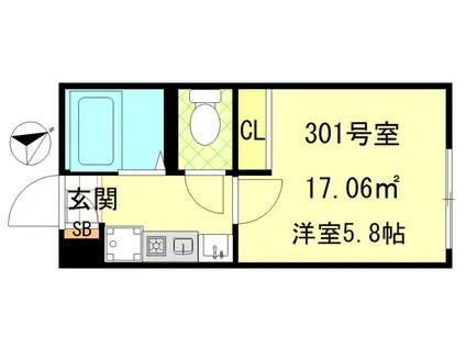 LECOCON平井(1K/3階)の間取り写真