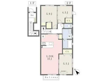 コンフォート中野(3LDK/2階)の間取り写真