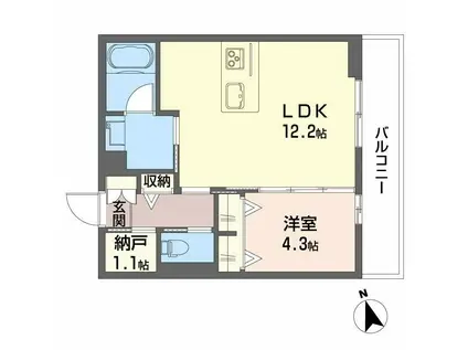 シャーメゾン コア八日町(1LDK/3階)の間取り写真