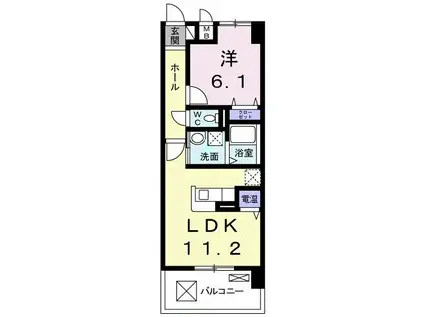 ヴィラ村雨(1LDK/5階)の間取り写真