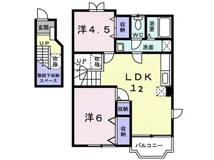 ソルフィ-B(2LDK/2階)の間取り写真