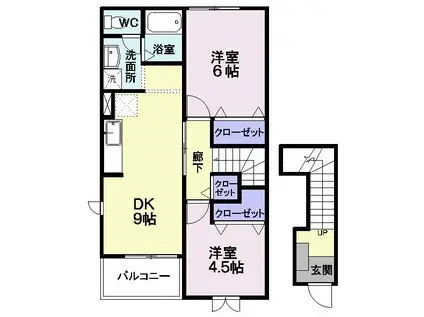 アスペンベールE(2DK/2階)の間取り写真