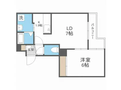 アクセラレイト H38(1LDK/1階)の間取り写真