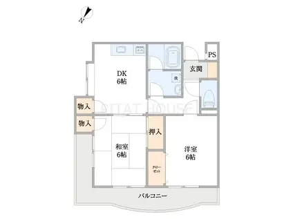 ポートタウン島橋(2DK/2階)の間取り写真