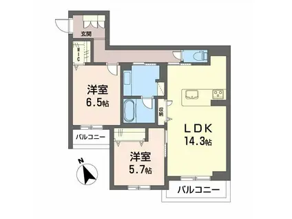 フェリーク(2LDK/3階)の間取り写真