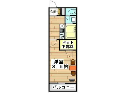 レオパレスヨネザワ38206(1K/3階)の間取り写真