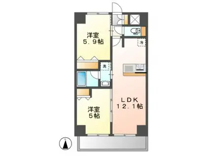 S-RESIDENCE高岳ARDENT(2LDK/12階)の間取り写真