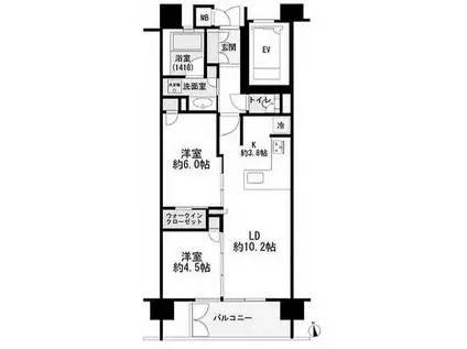 神楽坂     2LDK(2LDK/4階)の間取り写真