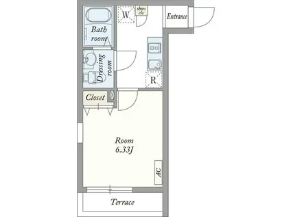 モナーク越谷(1K/2階)の間取り写真