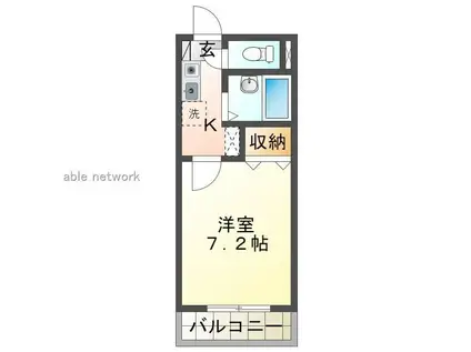 グリーンハウス(1K/1階)の間取り写真