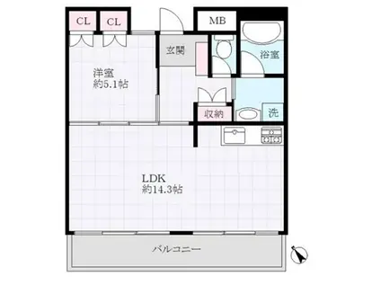 ベルヴィラージュ尾久デュエトーレ(1LDK/6階)の間取り写真