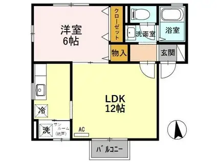 ヴィヴレ横川(1LDK/2階)の間取り写真