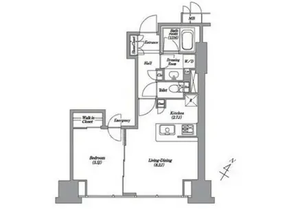 レキシントンスクエア白金高輪(1LDK/19階)の間取り写真
