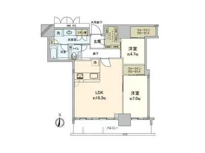 ローレルタワー堺筋本町(2LDK/41階)の間取り写真