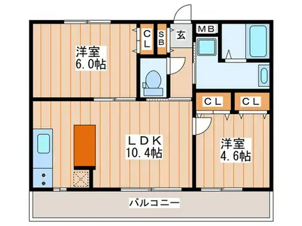 REGALIA(2LDK/2階)の間取り写真