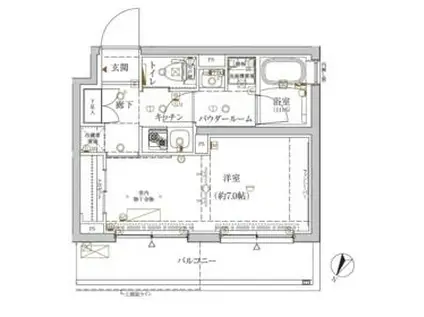 クレイシア新宿ノース(1K/2階)の間取り写真